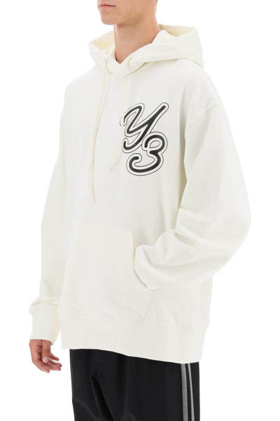Shop Y-3 Hoodie With Logo Print In Off White (white)