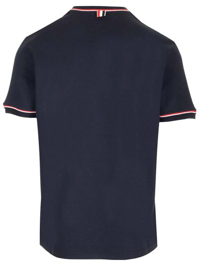 Shop Thom Browne Blue T-shirt With Striped Detail