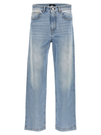 Shop Gcds Printed Jeans In Light Blue