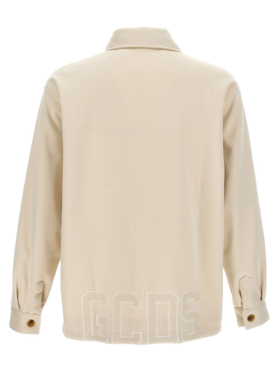 Gcds Logo Embroidery Jacket With Chest Pocket In Neutral