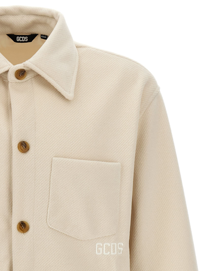 Gcds Logo Embroidery Jacket With Chest Pocket In Neutral