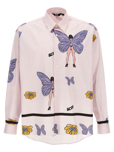 Shop Gcds Butterfly Shirt In Pink