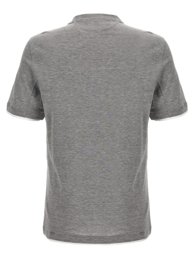 Shop Brunello Cucinelli Double Layer T-shirt In Gray