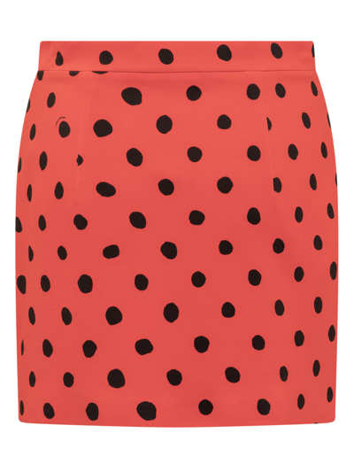 Shop Marni Polka Dot Skirt In Rosso
