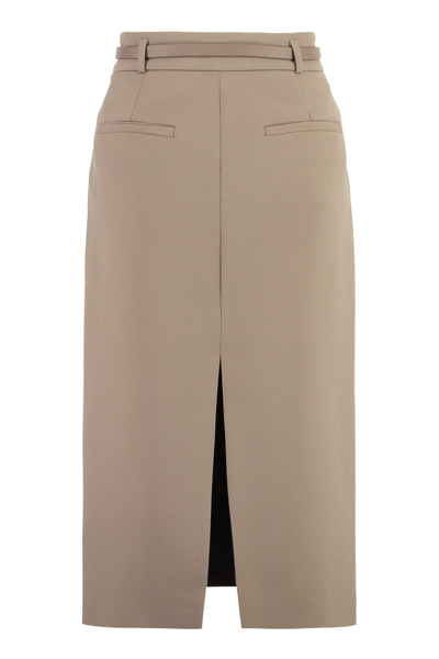 Shop Peserico Stretch Pencil Skirt In Beige