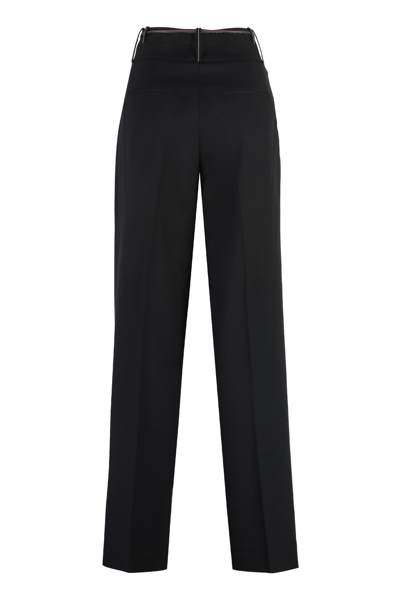 Shop Peserico Wool Blend Trousers In Black