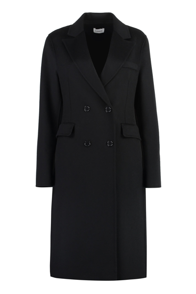 Shop P.a.r.o.s.h Double-breasted Wool Coat In Black