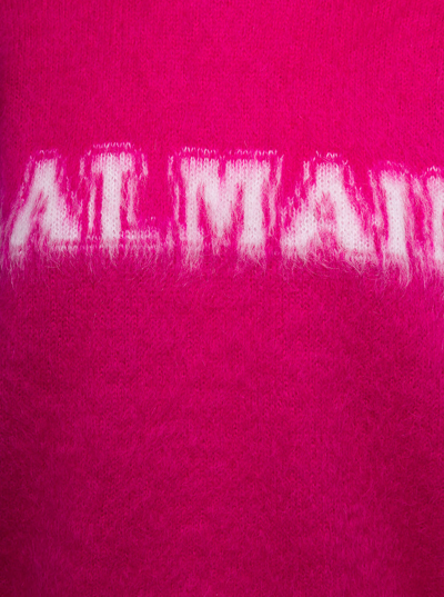 Shop Balmain Brushed Mohair Pullover In Pink