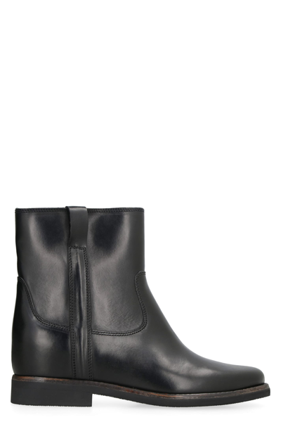 Shop Isabel Marant Susee Leather Ankle Boots In Black