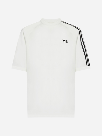 Shop Y-3 Logo And Stripes Cotton T-shirt