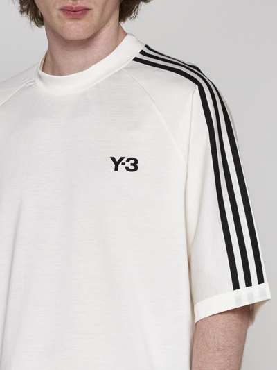 Shop Y-3 Logo And Stripes Cotton T-shirt