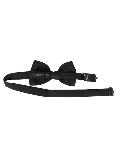 Shop Tagliatore Black Ribbed Bow Tie In Nero
