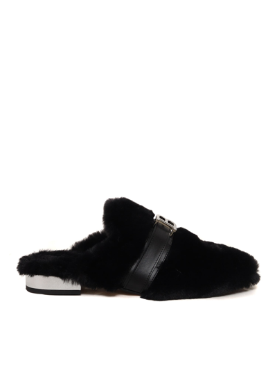 Shop Balmain Faux Fur Slippers In Black