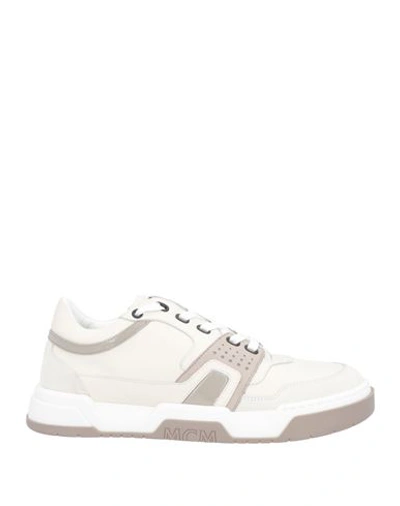 Mcm Man Sneakers Beige Size 8 Soft Leather In Beige