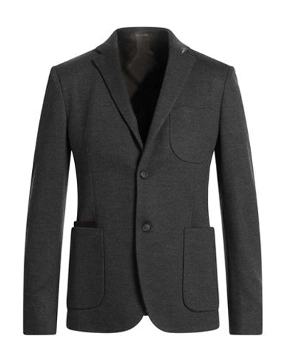 Shop Trussardi Man Suit Jacket Steel Grey Size 40 Virgin Wool, Cotton, Goat Skin