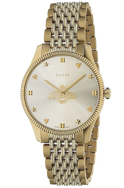 Shop Gucci Bee Watch In Yellow Gold & Silver