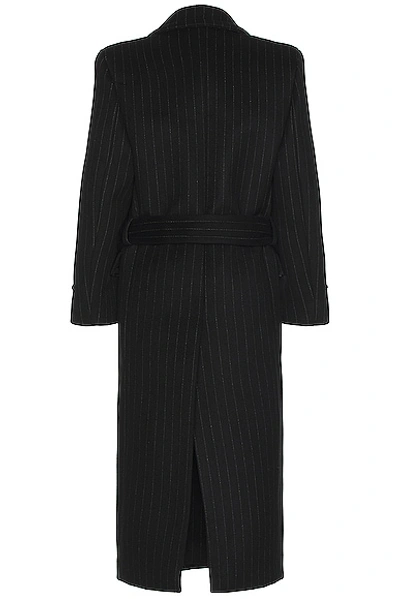 Saint Laurent Manteau Crante Coat In Noir