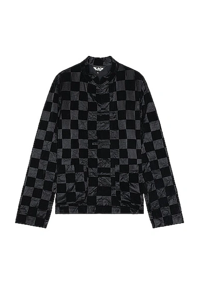 Shop Comme Des Garcons Black Checkered Flock Jacket In Black & Black