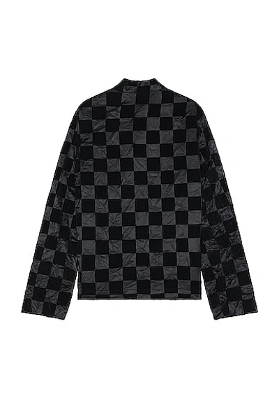 Comme Des Garcons Black Checkered Flock Jacket In Black & Black