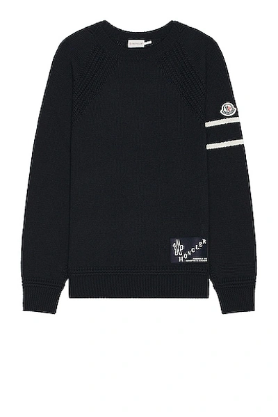 Moncler Wool Blend Crewneck In Navy