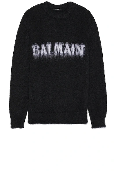 Shop Balmain Retro Brushed Mohair Sweater In Noir & Blanc