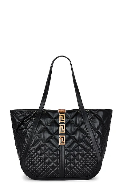 Shop Versace Large Tote Bag In Black &  Gold