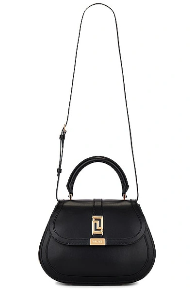 Shop Versace Medium Top Handle Bag In Black &  Gold