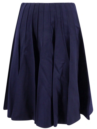 Shop Bottega Veneta Wool Flared Skirt In Blue