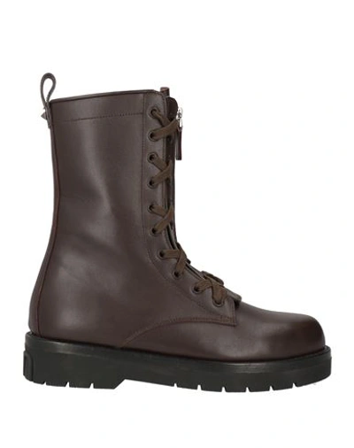 Shop Valentino Garavani Woman Ankle Boots Dark Brown Size 10 Leather