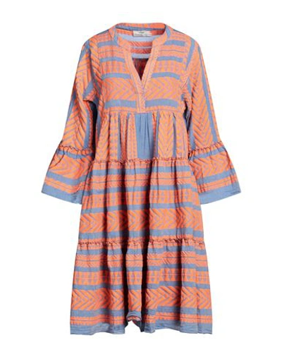 Shop Devotion Twins Woman Midi Dress Orange Size M Cotton, Pes - Polyethersulfone