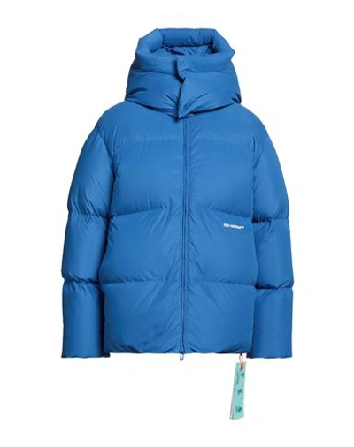 Shop Off-white Man Puffer Azure Size M Polyester In Blue