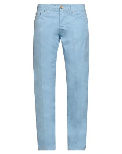 Shop Jacob Cohёn Man Pants Sky Blue Size 35 Cotton