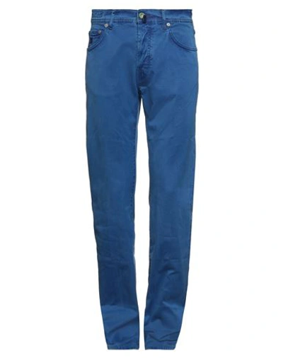 Shop Jacob Cohёn Man Pants Bright Blue Size 32 Cotton
