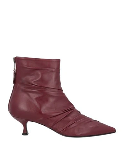 Shop Strategia Woman Ankle Boots Burgundy Size 10 Soft Leather In Red