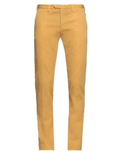 Shop Santaniello Man Pants Ocher Size 42 Cotton, Elastane In Yellow