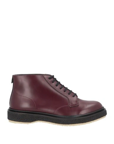 Shop Adieu Man Ankle Boots Burgundy Size 12 Leather In Red
