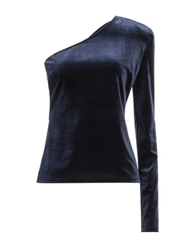 Shop Patrizia Pepe Sera Woman Top Navy Blue Size 2 Polyester, Elastane