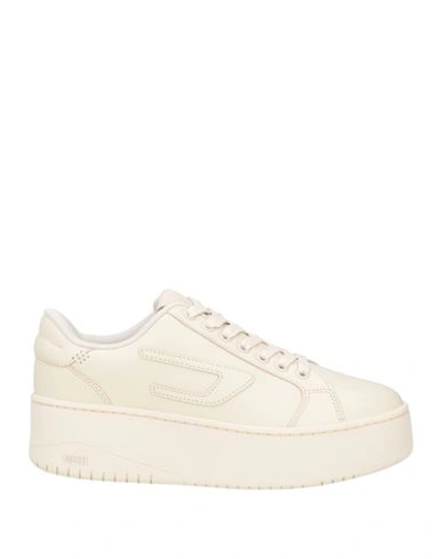 Shop Diesel S-athene Bold X Woman Sneakers Ivory Size 7.5 Bovine Leather In White