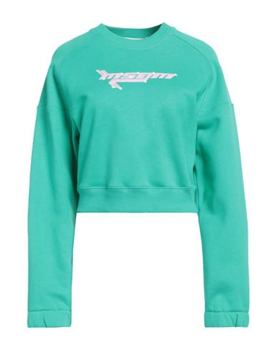 Shop Msgm Woman Sweatshirt Emerald Green Size M Cotton