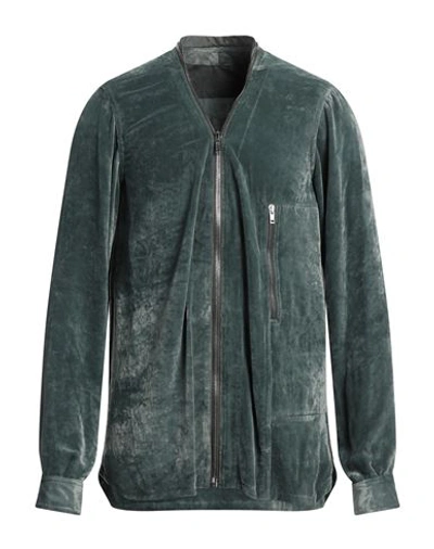 Shop Rick Owens Man Sweatshirt Dark Green Size 40 Viscose, Silk