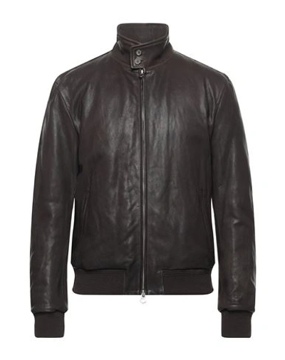 Shop Stewart Man Down Jacket Dark Brown Size Xl Soft Leather