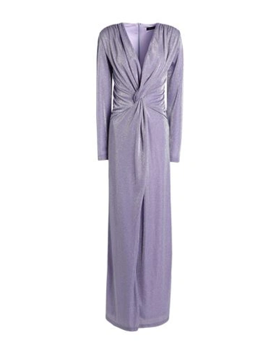 Shop Actualee Woman Long Dress Lilac Size 10 Polyester, Elastane In Purple