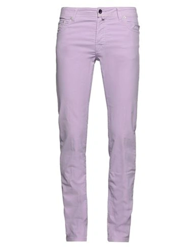 Shop Jacob Cohёn Man Pants Lilac Size 34 Cotton, Elastane In Purple