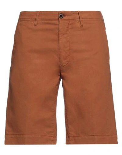 Shop Incotex Man Shorts & Bermuda Shorts Brown Size 31 Cotton, Elastane