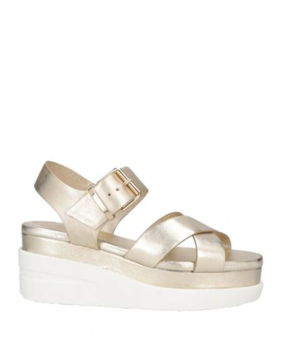 Shop Rucoline Woman Sandals Platinum Size 6 Textile Fibers In Grey