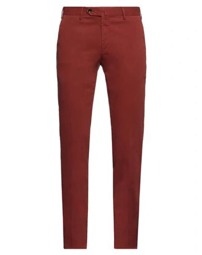 Shop Pt Torino Man Pants Rust Size 32 Cotton, Elastane In Red