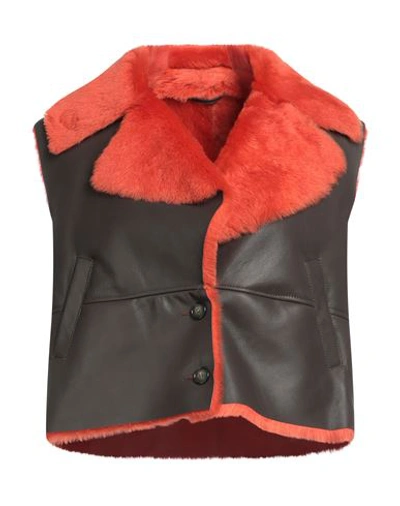 Shop Vintage De Luxe Woman Jacket Orange Size 4 Shearling