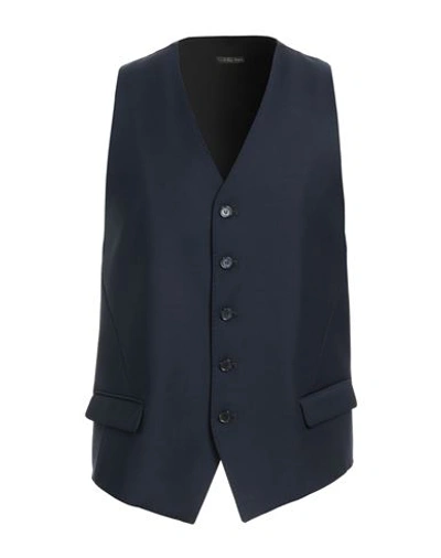 Shop Patrizia Pepe Man Tailored Vest Navy Blue Size 36 Polyester, Virgin Wool, Elastane