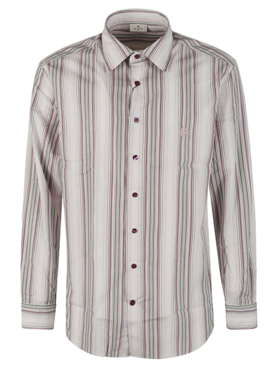 Shop Etro Striped Straight Hem Shirt In Multi