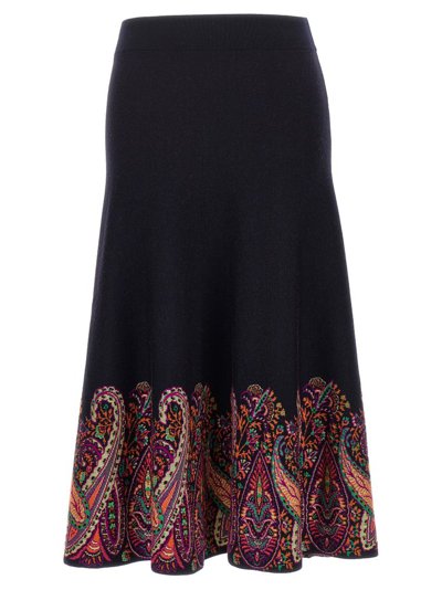 Shop Etro Jacquard High Waist Skirt In Multi